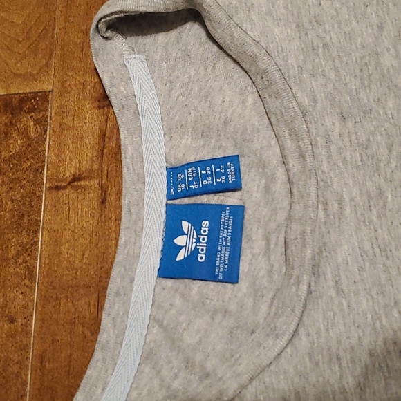 adidas Trefoil Cuffed Grey Boyfriend T-Shirt - Picture 5 of 7